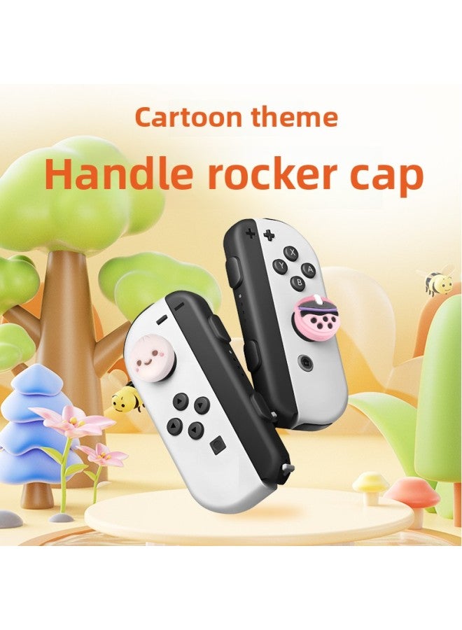 Switch Rocker Cap NS/Lite Rocker Cap Key Cap Steamed Stuffed Bun Milk Tea Gamepad Silicone Protective Cap-Product Color:4 Buns Of Milk Tea (2 Each, Non-refundable And Non-exchangeable)  - Image 2