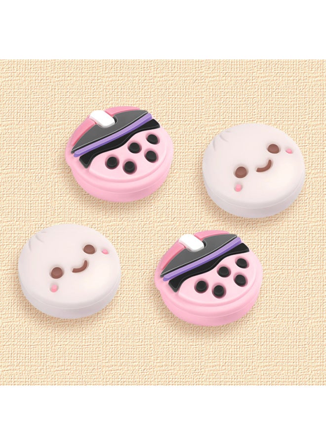 Switch Rocker Cap NS/Lite Rocker Cap Key Cap Steamed Stuffed Bun Milk Tea Gamepad Silicone Protective Cap-Product Color:4 Buns Of Milk Tea (2 Each, Non-refundable And Non-exchangeable)  - Image 3