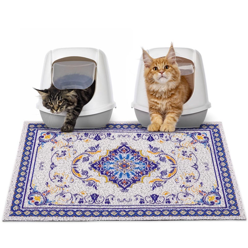 Glittme Cat Litter Mat Soft Litter Mat with Non-slip Bottom Litter Box Mat Waterproof Cat Litter Mat litter Trapping Mat Easy to Clean Litter Matt for Cat Washable Cat Food Mat for Cat, Kitty - Image 1