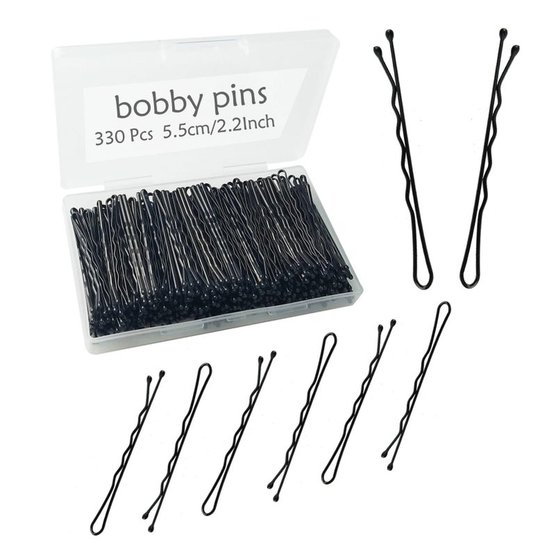 YINGFENG 330 Pcs 2.2 Inch Black Bobby Pins, Set of Hairpins with Box, Premium Hair Pins for Kids, Girls and Women, Great for All Hair Types - Image 1