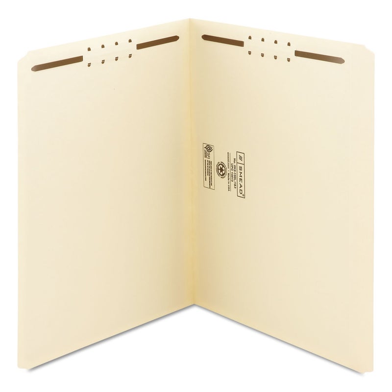 Smead Fastener File Folder, 2 Fasteners, Reinforced Straight-Cut Tab, Letter Size, Manila, 50 per Box (14513) - Image 2