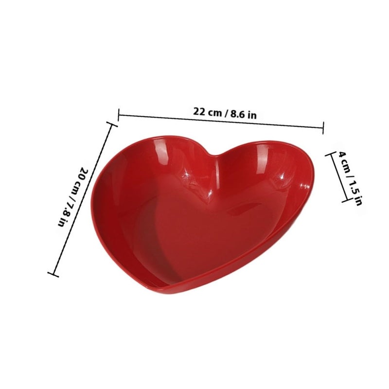 3Pcs Red Heart Shaped Plates Reusable Serving Trays For Dessert Snack Fruit Cake - Image 3