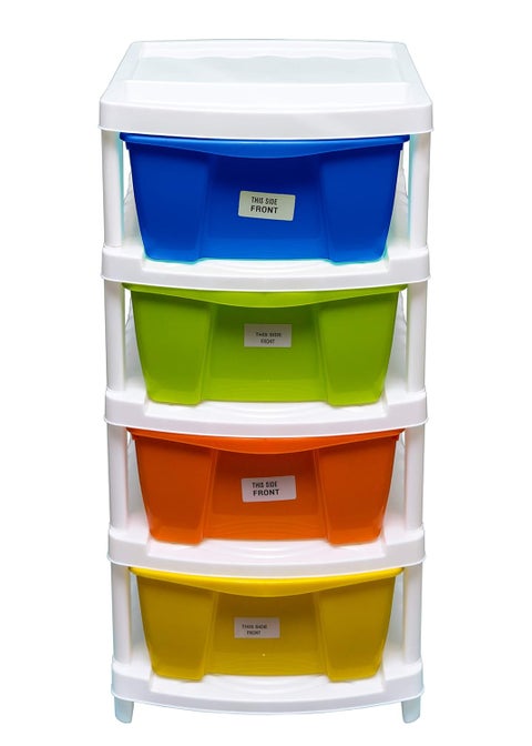 Veer Multipurpose Plastic Modular 4 Drawer System Chest Storage Organizer Set Multicolor