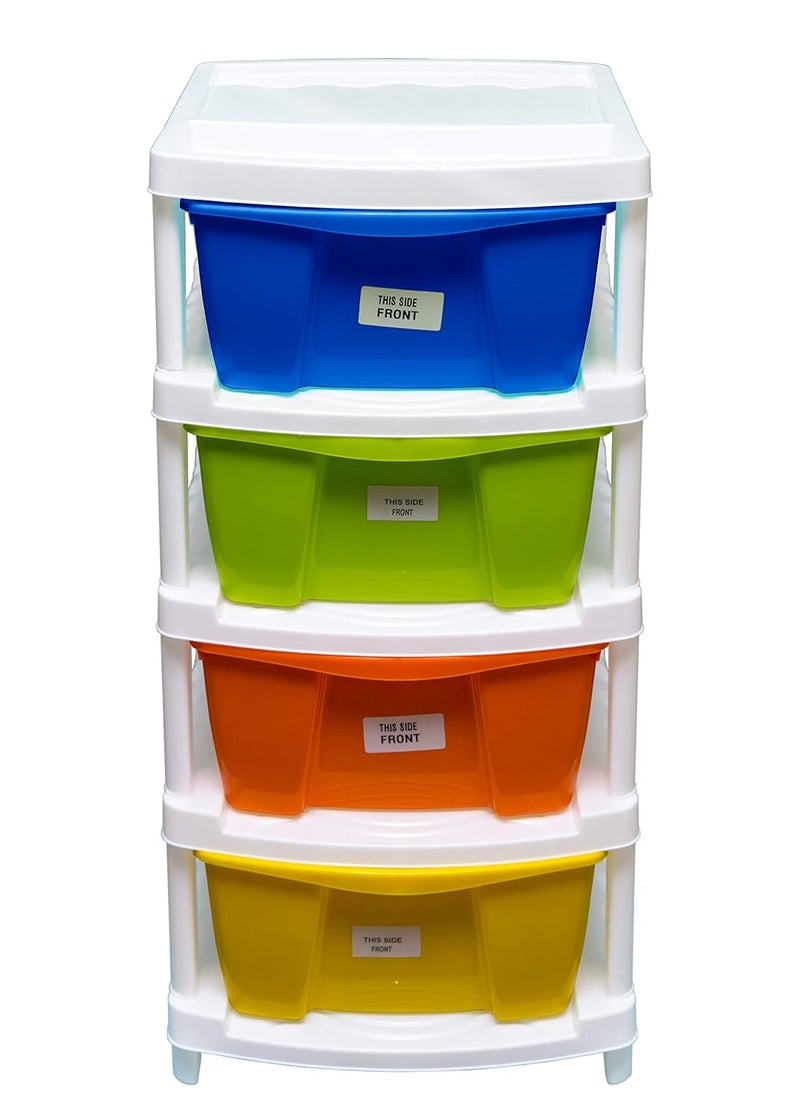 Veer Veer Multipurpose Plastic Modular 4 Drawer System Chest Storage Organizer Set Multicolor  - Image 1