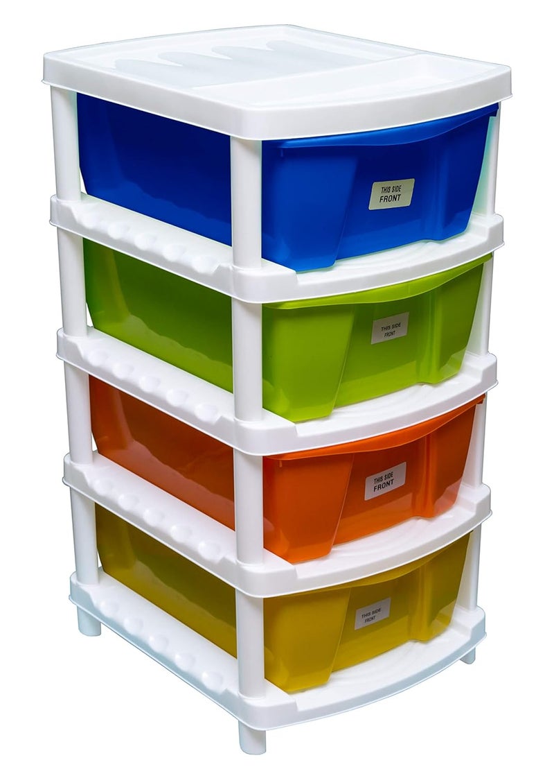 Veer Veer Multipurpose Plastic Modular 4 Drawer System Chest Storage Organizer Set Multicolor  - Image 3