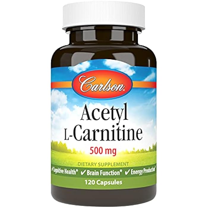 Carlson - Acetyl L-Carnitine, 500 mg, Cognitive Health, Brain Function & Energy Production, 120 Capsules - Image 1