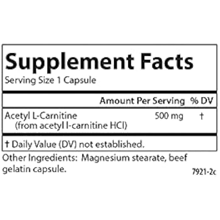 Carlson - Acetyl L-Carnitine, 500 mg, Cognitive Health, Brain Function & Energy Production, 120 Capsules - Image 4
