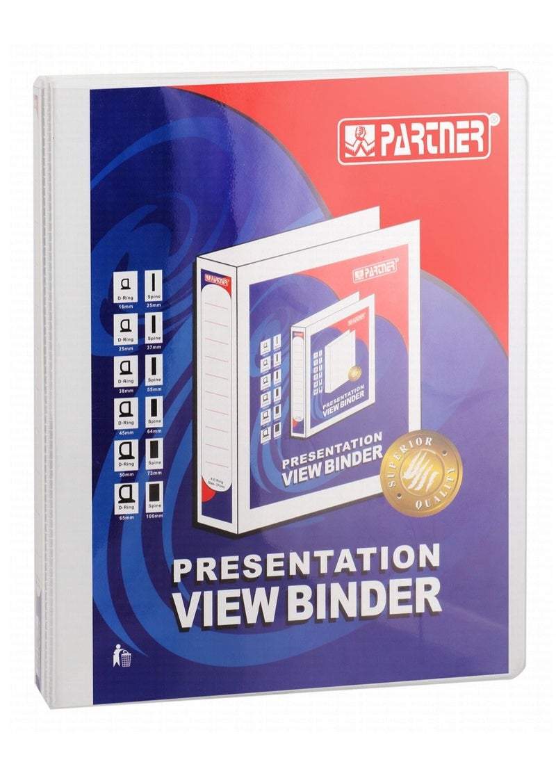 PARTNER Two Ring Presentation Ring Binder White 25mm Spine  - Image 1