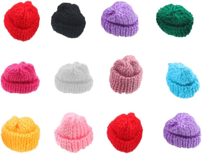 Mini Dolls 20PCS Mini Knitting Wool Yarn Hats for DIY Hair Accessories Crafts Cute Doll Hat Jewelry Making DIY Craft Art - Image 1