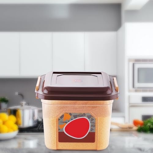GALOOF Kitchen Storage Container Set With Lid And Lock System | Food And Grain Storage Jar Set | 14 Liter Cereal Container Set (BROWN) - Image 4