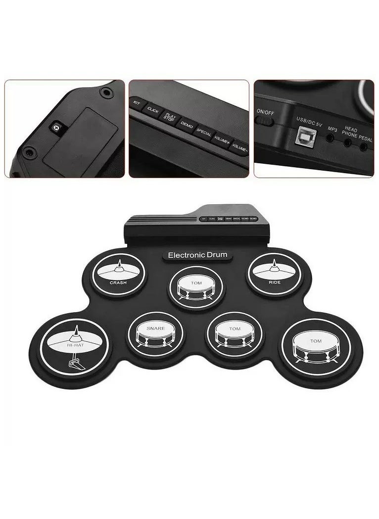 Generic Hand rolled electronic drum percussion portable silicone hand roll drum kit jazz drum usb  - Image 2