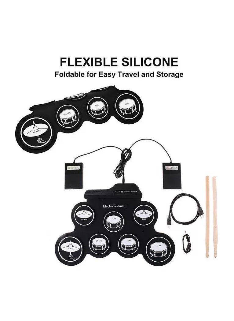 Generic Hand rolled electronic drum percussion portable silicone hand roll drum kit jazz drum usb  - Image 3