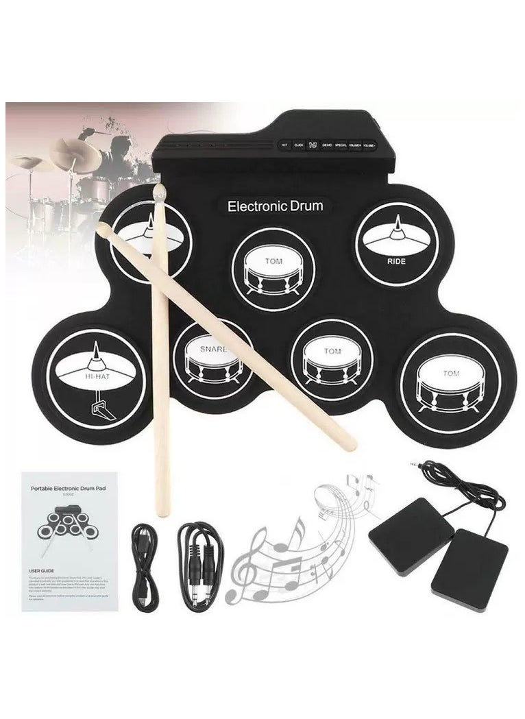 Generic Hand rolled electronic drum percussion portable silicone hand roll drum kit jazz drum usb  - Image 1