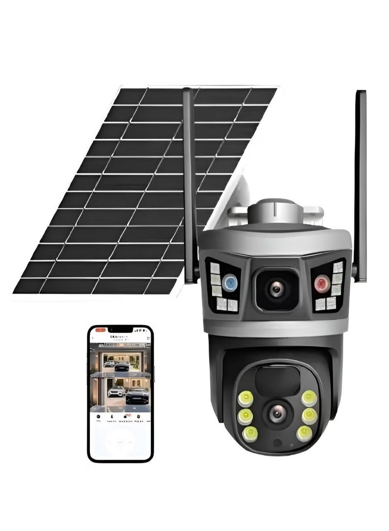 كاميرا مراقبة لاسلكية 4G تعمل بالطاقة الشمسية للمناطق الخارجية - كاميرا CCTV تدعم شريحة SIM، مستشعر حركة ذكي، صوت ثنائي الاتجاه، مقاومة للماء IP66 مع بطارية احتياطية (لا تحتاج واي فاي) - Image 1