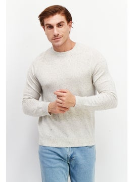 Celio Men Crew Neck Long Sleeve Heather sweatshirts, Off White  - Image 1