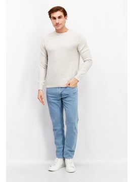 Celio Men Crew Neck Long Sleeve Heather sweatshirts, Off White  - Image 3