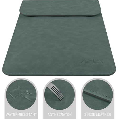 Allinside 13 inch Laptop Sleeve Case for with MacBook Air 13 2018–2025 (M2 A2681 M3 A3113 M4 A3240)/MacBook Pro 13 2016–2022 (A2251 A2289 A2338 M1 M2), PU Suede Leather Laptop Case Cover, Dark Green - Image 3