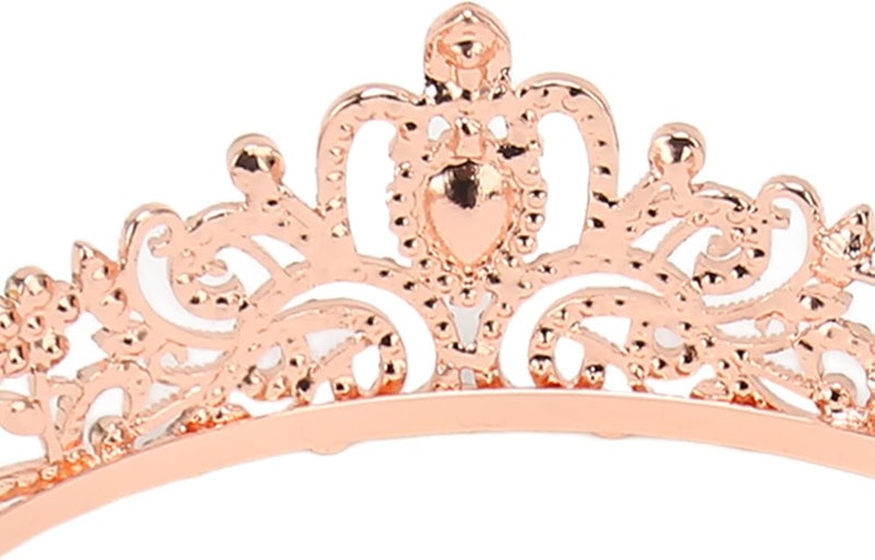 klarako Bridal Crown, Elegant Princess Crown Rhinestone Elegant Glittering Wedding Princess Crown for Halloween Rose Gold - Image 5