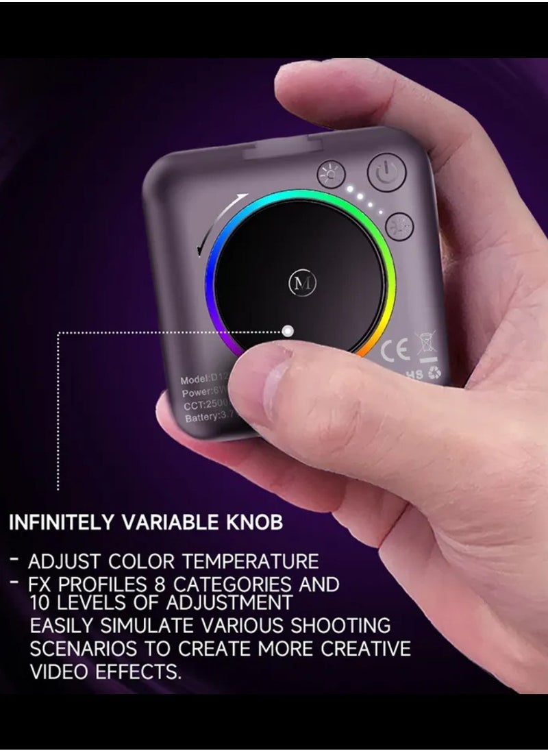 ELTRAZONE - D12S 108 LED RGB Video Light LED Camera Light 360° Full Color Portable Photography Lighting Type-C 2000mAh Rechargeable Battery CRI 95+ 2500-9000K With 8 Lighting Effects 3 Modes On Camera Light - Image 1