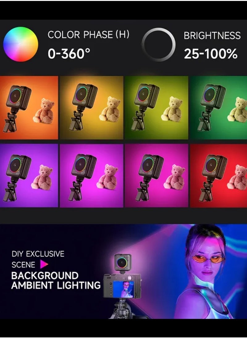 ELTRAZONE - D12S 108 LED RGB Video Light LED Camera Light 360° Full Color Portable Photography Lighting Type-C 2000mAh Rechargeable Battery CRI 95+ 2500-9000K With 8 Lighting Effects 3 Modes On Camera Light - Image 1