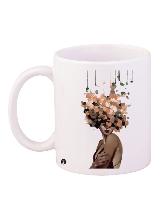 RYN Girl Printed Coffee Mug White/Brown 11ounce