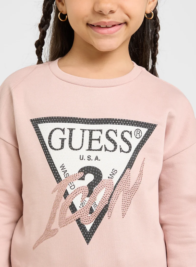 GUESS Kids Logo Detail Long Sleeve T-Shirt