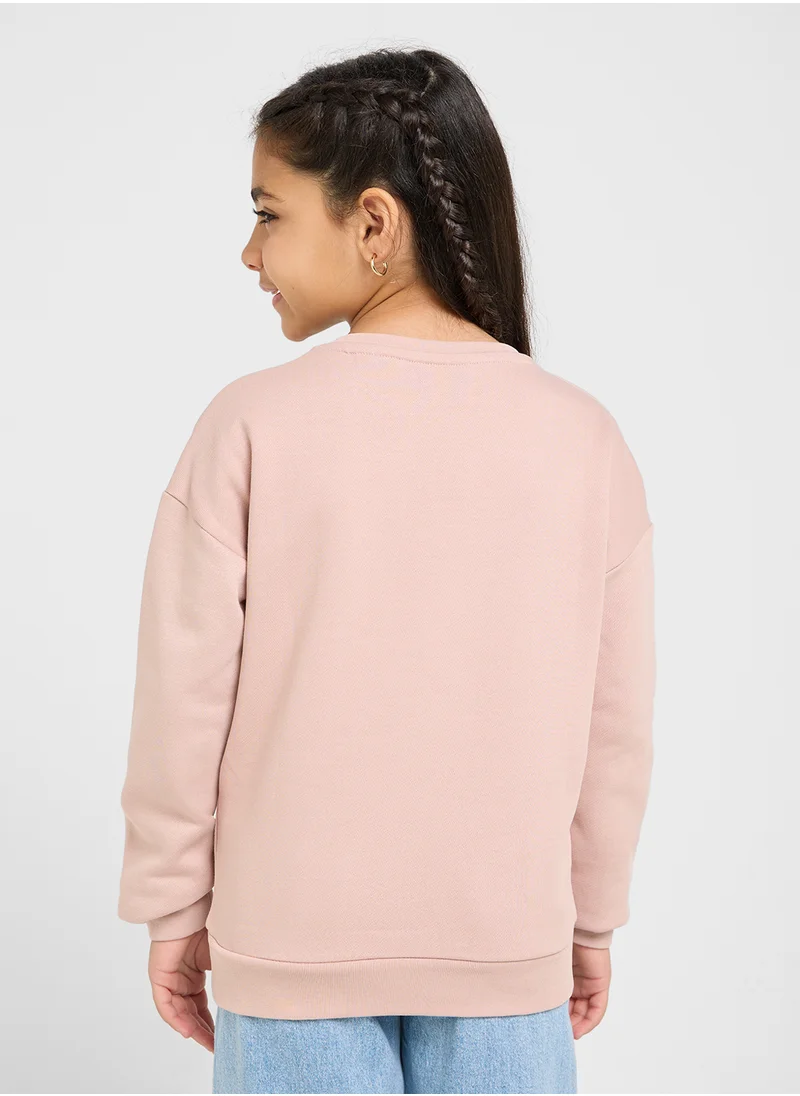 جس Kids Logo Detail Long Sleeve T-Shirt