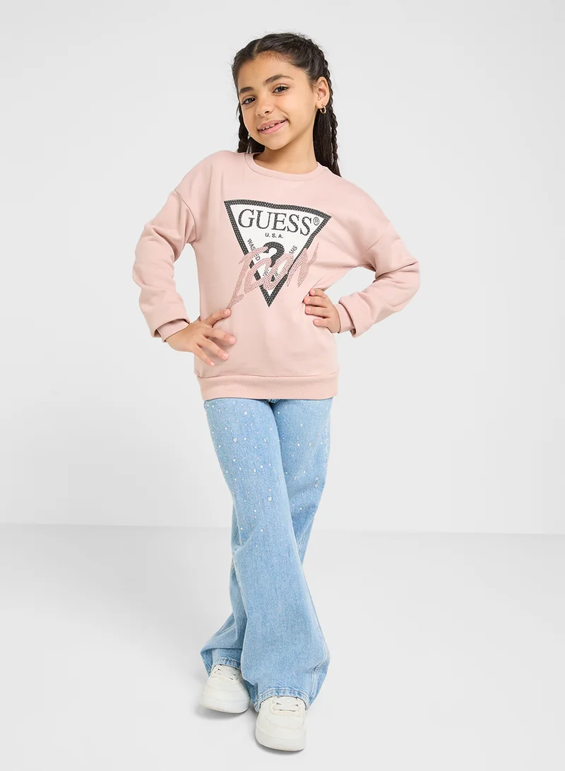 GUESS Kids Logo Detail Long Sleeve T-Shirt