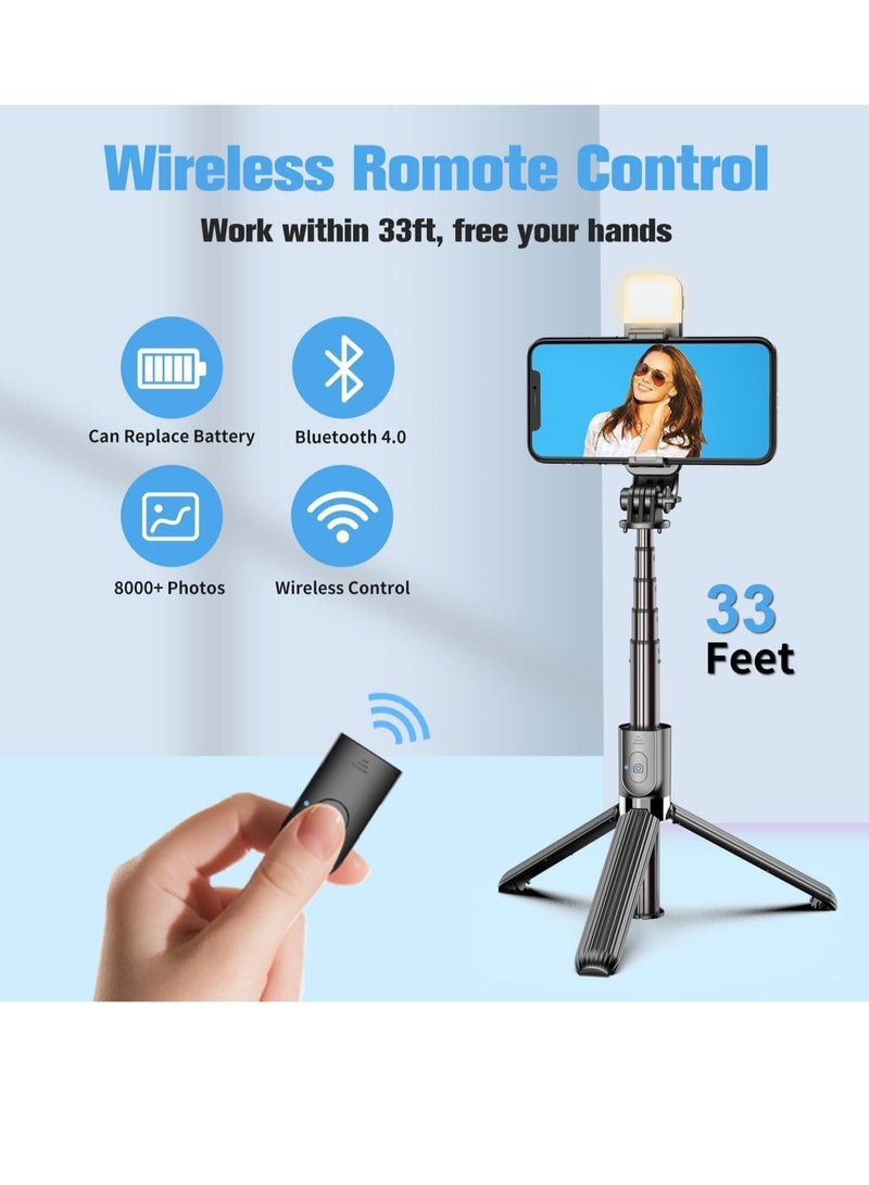 ELTRAZONE 40" Lighted Selfie Stick Tripod, Bluetooth Remote, 3 Light Modes, 6 Brightness Levels, Portable, Compatible with All iPhone & Andriod Devices - Image 3