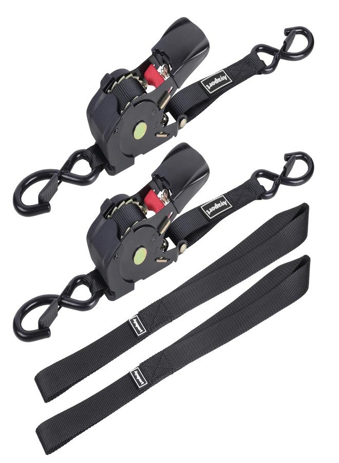 Ayaport Retractable Ratchet Straps 1in x 12.5ft - Heavy Duty 1200lbs Break Strength Ratchet Straps Self Retractable Tie Down with S Hooks for Motorcycles, Dirt Bikes, Atvs, Trucks, Cargo, Trailers - Image 1