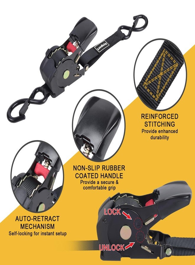 Ayaport Retractable Ratchet Straps 1in x 12.5ft - Heavy Duty 1200lbs Break Strength Ratchet Straps Self Retractable Tie Down with S Hooks for Motorcycles, Dirt Bikes, Atvs, Trucks, Cargo, Trailers - Image 3