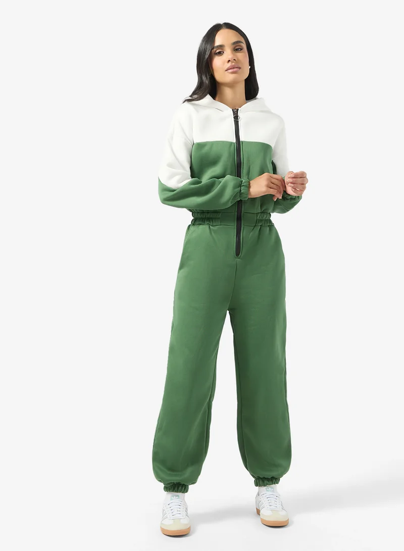 Ginger Zip Up Fleece Colorblock Onesie