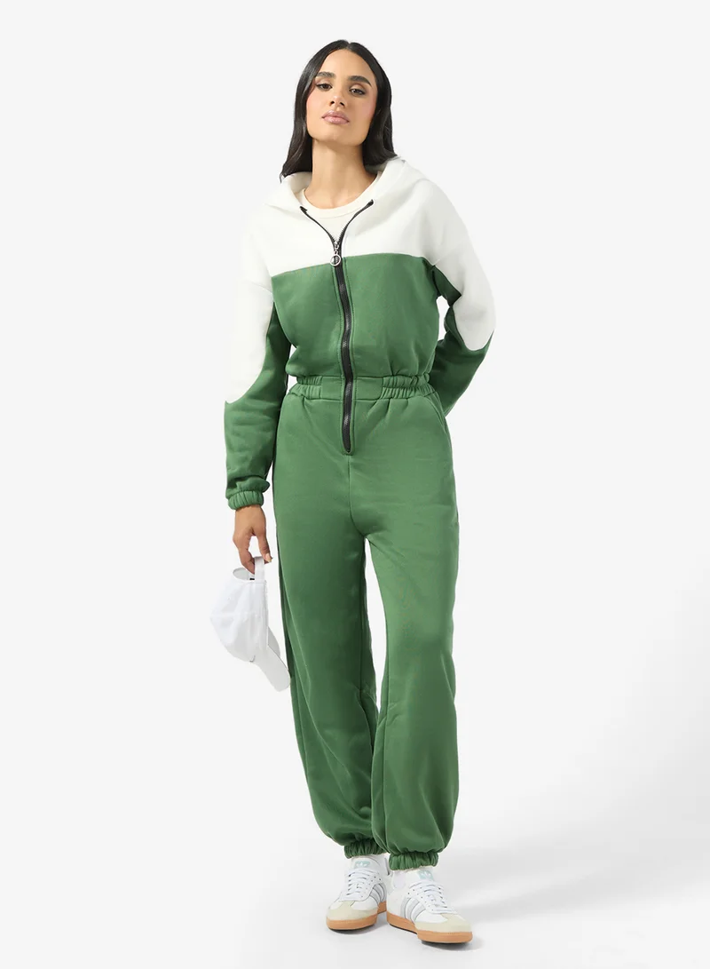 Ginger Zip Up Fleece Colorblock Onesie