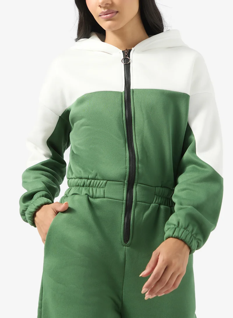 Ginger Zip Up Fleece Colorblock Onesie