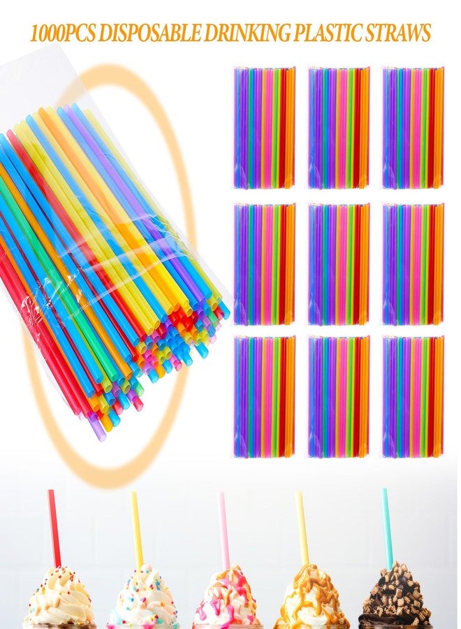 AojSup 1000 Pcs Plastic Drinking Straws, Long Straight Plastic Straws 7.78" Long Colorful Disposable Stirrer Drinking Straw, Jumbo Straw Bulk Party Straw for Milkshake Coffee Juice Cocktails - Image 4