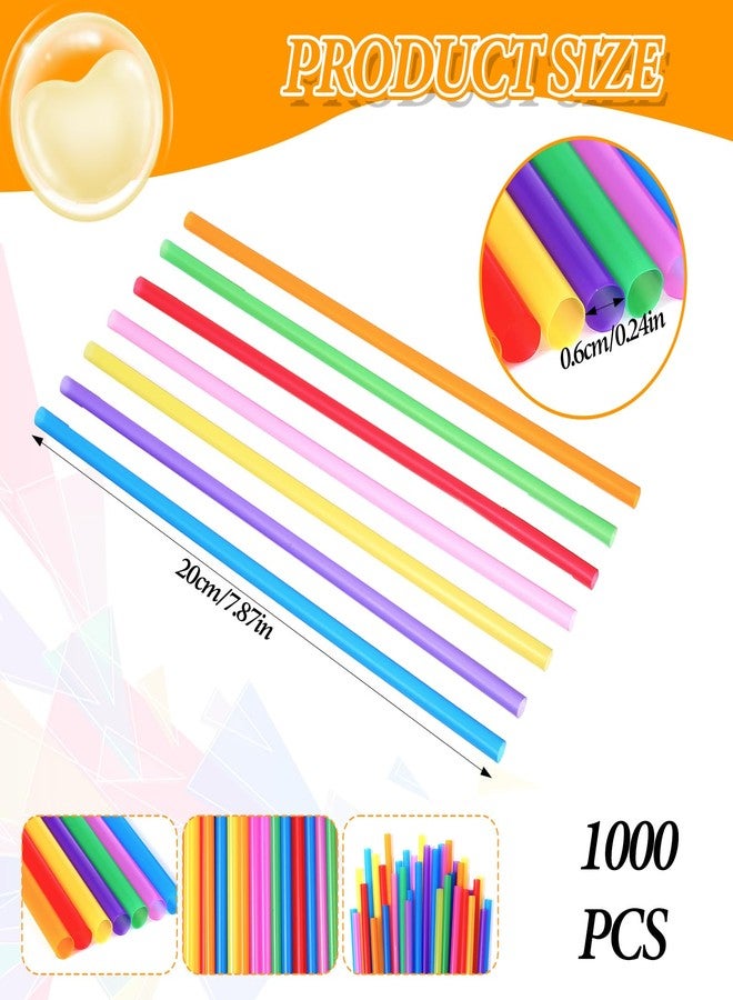 AojSup 1000 Pcs Plastic Drinking Straws, Long Straight Plastic Straws 7.78" Long Colorful Disposable Stirrer Drinking Straw, Jumbo Straw Bulk Party Straw for Milkshake Coffee Juice Cocktails - Image 2