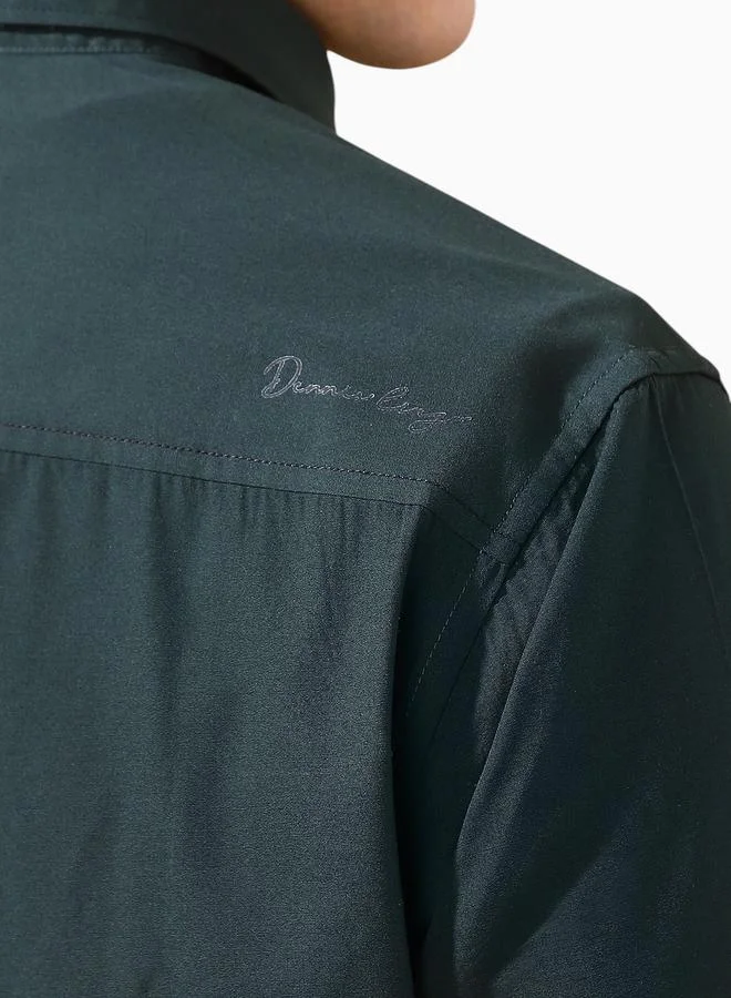 Dennis Lingo Men's Bottle Green Cotton Blend Solid Button Down Regular Fit Shirt