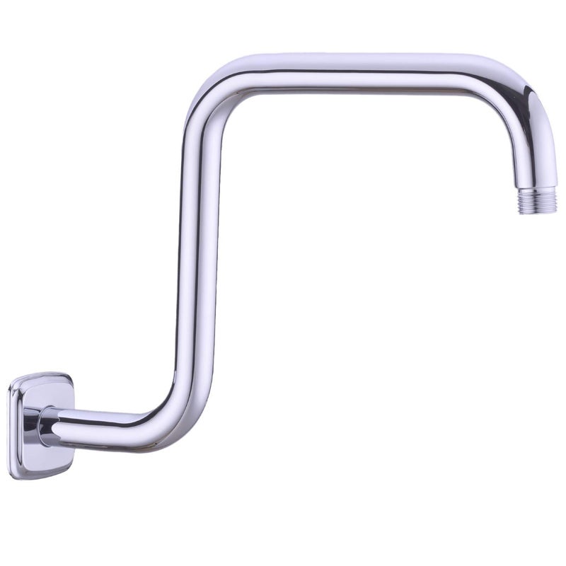 TRUSTMI 13 Inch Shower Arm with Flange S Shape Shower Head High Rise Extension Replacement Pipe, Stainless Steel, Chrome - Image 1