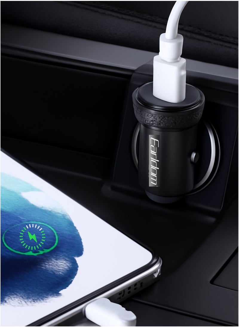 Earldom PD 30W Fast Car Charger Adapter with Type-C to Lightning Cable – Ultra-Fast Power Delivery for iPhone 16/15/14/13/12/11, iPad Pro, Mini 6, Samsung S24/S23/S22, Xiaomi, AirPods 4, Apple Watch S10 – Compact Black USB-C Car Charger for On-The-Go Charging  - Image 4