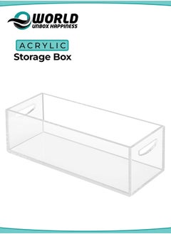 Clear Storage Box Features an Easy-to-Carry Handle, Open Top Design, and Premium Acrylic Material for Countertop, Kitchen, Bathroom, or Cabinet Organization