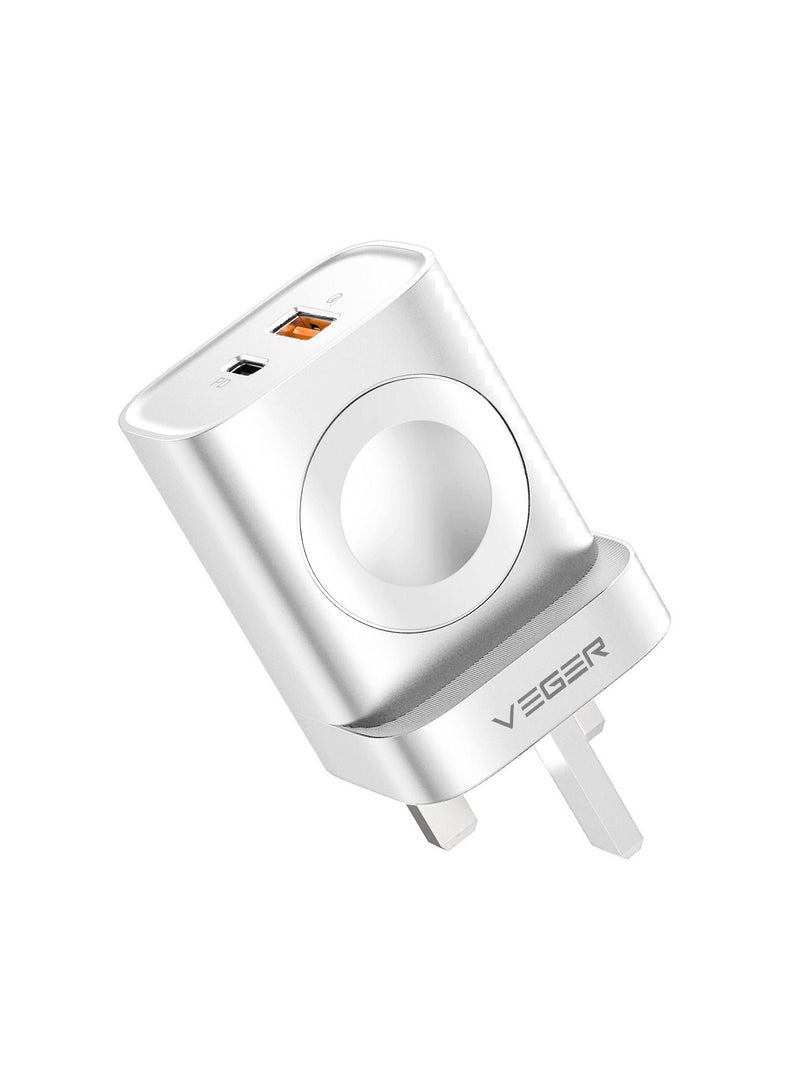 VEGER PD20W Fast Charging USB-C Charger Power Adapter with Dual Port Compatible with Wall Wireless 2.5W Apple Smart Watch Charger 20V/1A emergency charging for Laptop - Image 1
