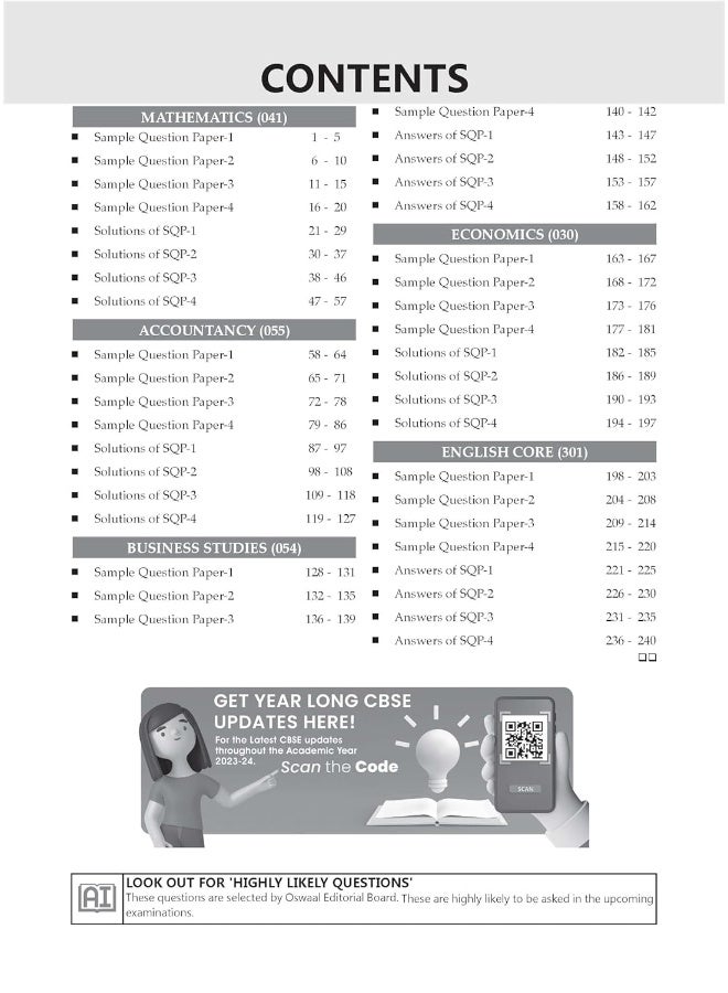 Oswaal CBSE 20 Combined Sample Question Papers Class 12 Commerce Stream For 2024 Board Exams ( Accountancy, Business Studies, Economics, Mathematics, English Core)  - Image 3