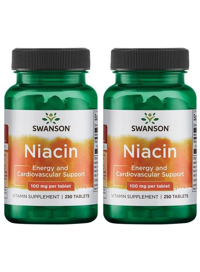 Swanson Niacin (Vitamin B3) - Vitamin Supplement Supporting Heart Health and Carbohydrate Metabolism - Promotes Natural Energy Production - (250 Tablets, 100mg NE Each) (2 Pack)