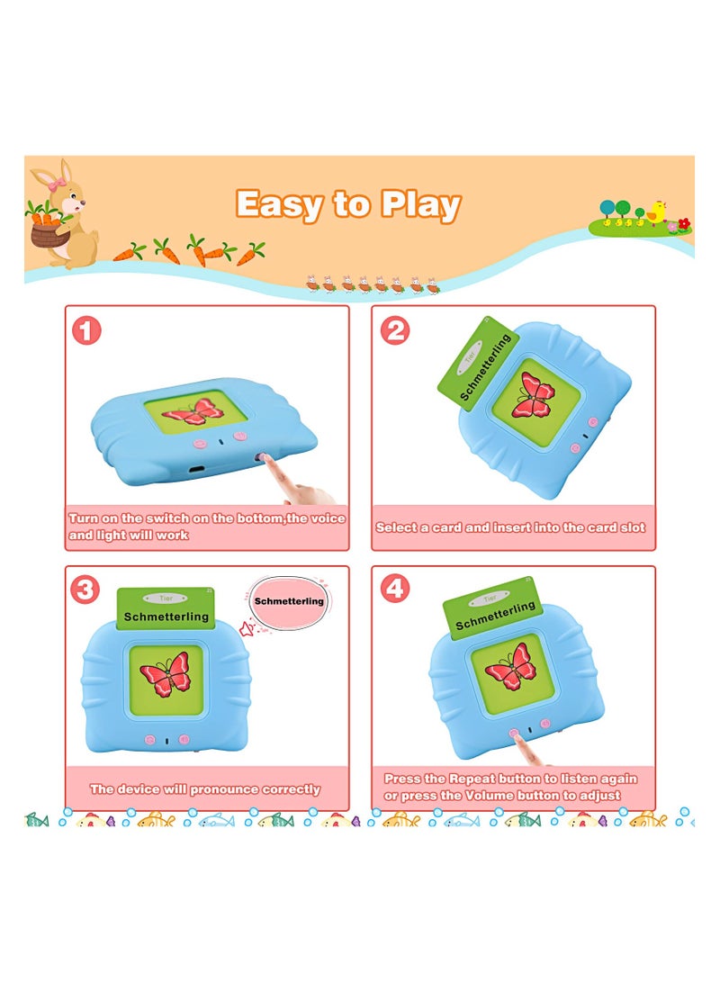 Eleish Talking Flash Cards Learning Toys for Toddlers 1-6 Year Old,British English, 224 Words, Audible Educational Toys, Preschool Learning Resource Electronic Interactive Toy Birthday Gifts for Kids-blue - Image 5