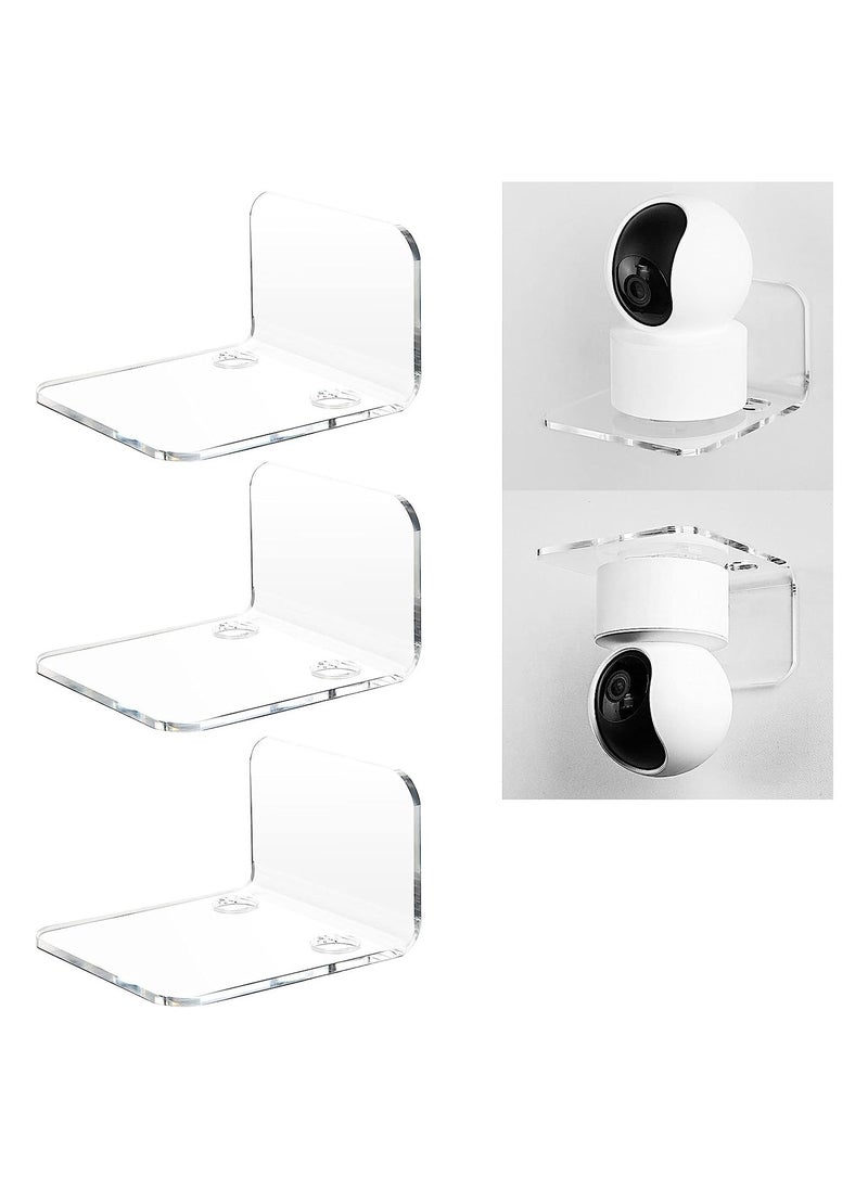 XICEN Acrylic Floating Wall Shelves Set of 3 for Security Cameras Baby Monitors Speakers Universal Small Wall Shelf with Cable Clips 10 Piece Strong Tapes  - Image 1