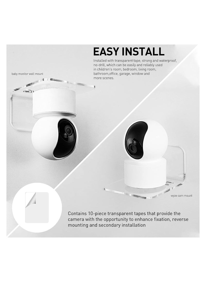 XICEN Acrylic Floating Wall Shelves Set of 3 for Security Cameras Baby Monitors Speakers Universal Small Wall Shelf with Cable Clips 10 Piece Strong Tapes  - Image 3