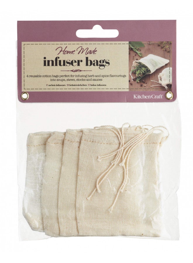 KitchenCraft Home Made Spice Cooking, Pack of 4 Reusable Bouquet Garni Infuser Bags - Image 1