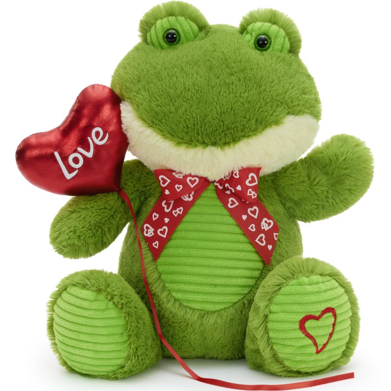 BENINY 15 Valentines Day Plush Frog Cuddly Stuffed Animal with Balloon Love Embroidery Perfect Couples Gift - Image 3