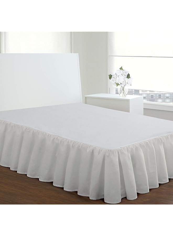 إيروريكس تنورة سرير كلاسيكية مكشكشة بطول 18 بوصة بتصميم مجمع، مقاس كينج، أبيض Fre30118Whit04 - Image 2