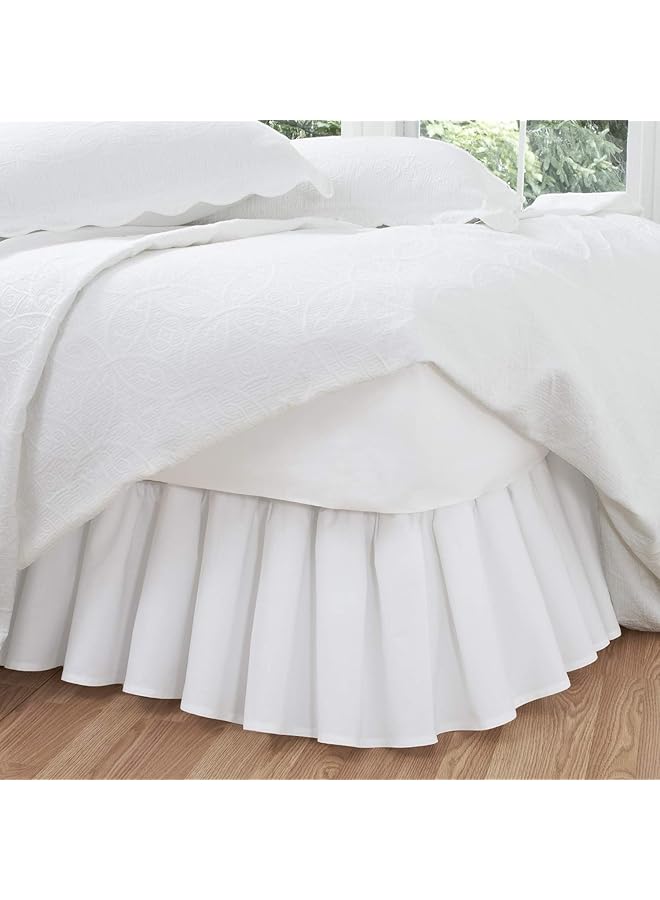 إيروريكس تنورة سرير كلاسيكية مكشكشة بطول 18 بوصة بتصميم مجمع، مقاس كينج، أبيض Fre30118Whit04 - Image 3